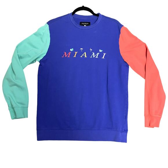 Pacsun's Men's Retro Miami Colorblock Crewneck Sweatshirt Size Small - Picture 1 of 6